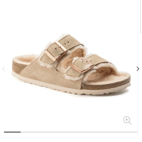 Birkenstock Shoes - Birkenstocks Arizona Shearling Sandals- Nude